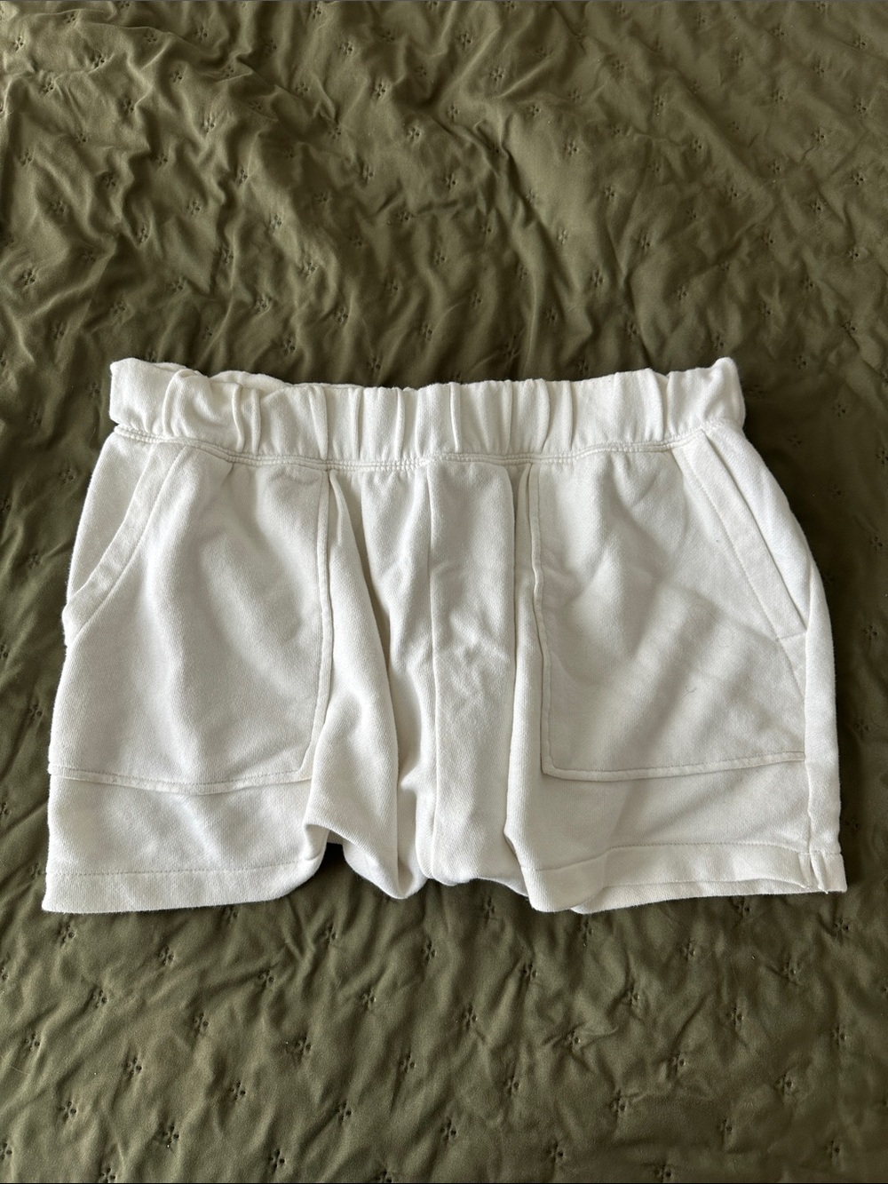 aerie White Elastic-Waist Pull-On Lounge Shorts
